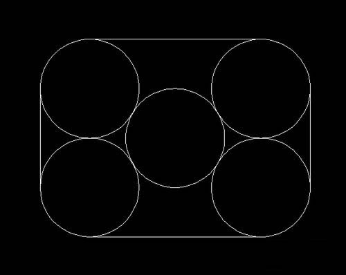 CAD中如何繪制矩形內(nèi)切五個(gè)圓