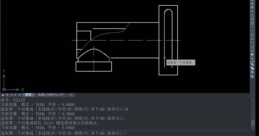 CAD如何繪制兩條平行線(xiàn)間的倒圓角